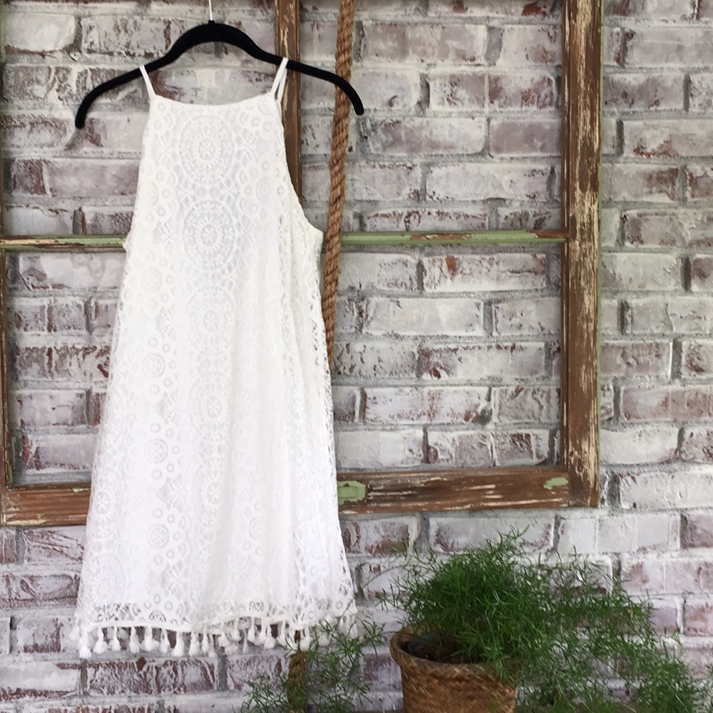 Lace Overlay Halter Dress size M